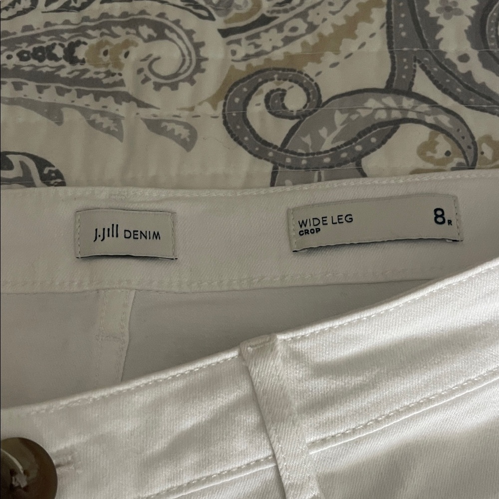 J. Jill Cream Wide Leg Crop Denim Pants